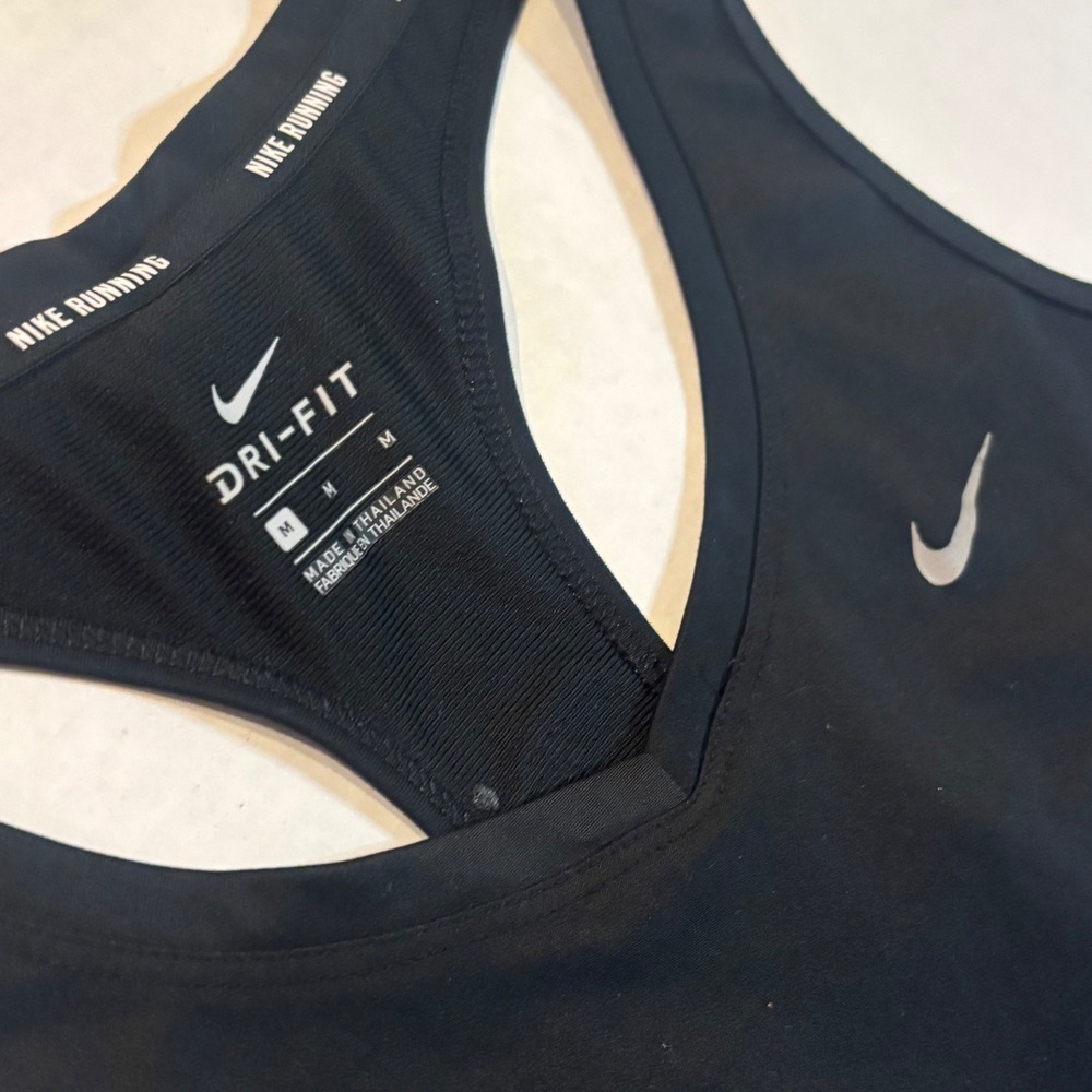 Nike Running Dri-FIT Tank Top Black Racerback Mesh Back Womens Medium - Picture 2 of 5